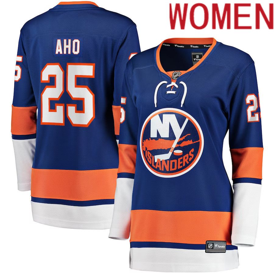 Women New York Islanders #25 Sebastian Aho Fanatics Branded Royal Home Breakaway Player NHL Jersey